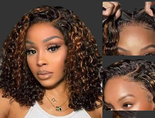Black Caramel Curl Lace Wig