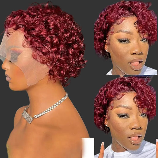 Perruque Pixie Bouclée Rouge Rubis